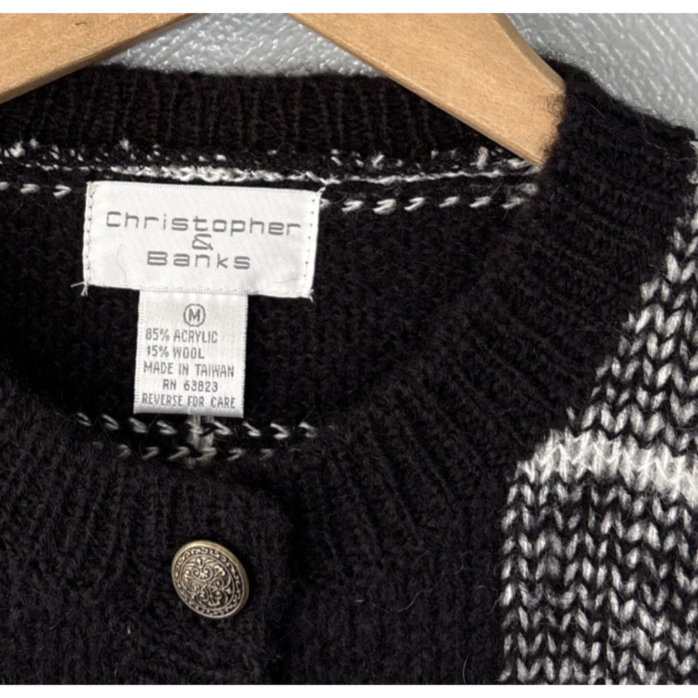 Vintage Boxy Plaid Sweater Size Medium Wool Cardigan Preppy Old Money Academia - Picture 5 of 8